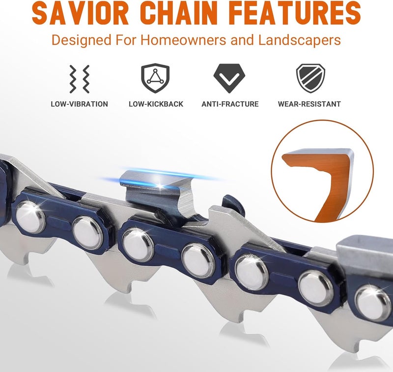 Savior 18 Inch Chainsaw Bar and Chain Combo .325" Pitch .050" Gauge, 72 Drive Links Replacement 180TXLBK095 584408 Chain Saw Bar, For Husqvarna 440, 455 rancher, Jonsered, McCulloch (2 Chains+ 1 Bar) - Image 3